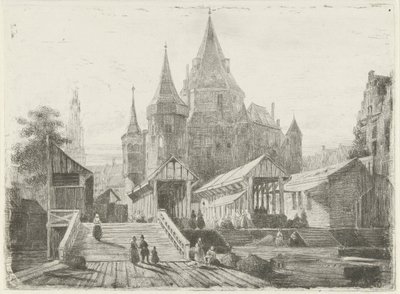 View of the Nieuwmarkt in Amsterdam by Lambertus  Hardenberg