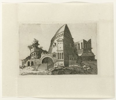Ruins with Pyramid-shaped Tower by Lambertus Suavius