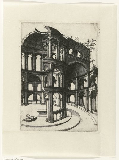 Ruin with Arches and Dome (Ruinarum Variarum Fabricarum Delineationes Pictoribus Caeterisque Id Genus Artificibus Multum Utiles) by Lambertus Suavius