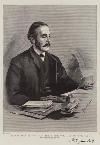 Celebrities of the Day, the Right Honourable A J Balfour, MP by Lance Calkin