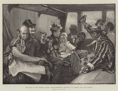 The End of the Holiday Season, Minstrels Returning to London from the Seaside by Lance Calkin