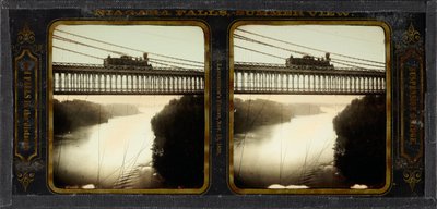 Niagara Falls, Summer View, Suspension Bridge, and Falls in the Distance by Langenheim Brothers
