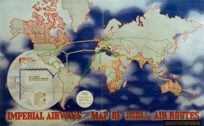 Imperial Airways Map of Empire and European Air Routes by Laszlo Moholy Nagy