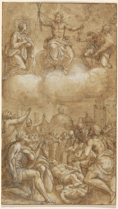 Plague Victims Pleading for Help from Christ, the Virgin, and Saint Roch by Lattanzio Gambara