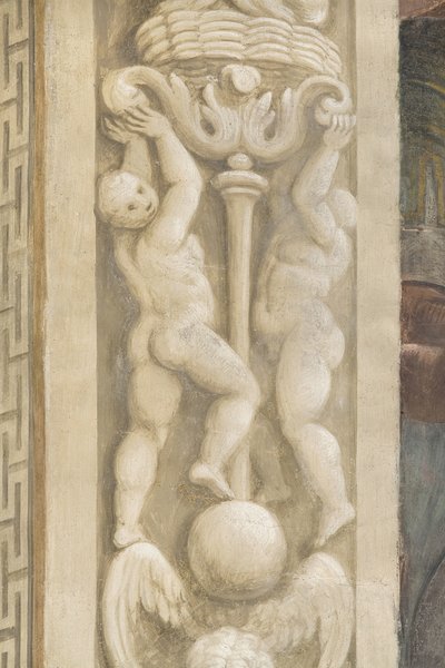 Putti, decorations around the windows by Lattanzio Gambara