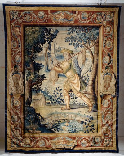 Game carrier, tapestry from series Hunts of Francis I by Laurent Guyot