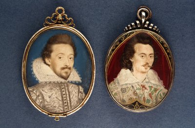 Left: Portrait of a young man by Lawrence Hilliard, c.1620. Right: Portrait of a young man by Nicholas Hilliard (1547-1619), c.1585 by Lawrence Hilliard