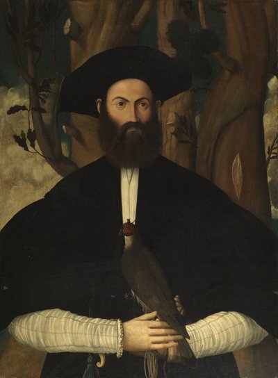 Bearded Man with a Falcon by Lazzaro Bastiani