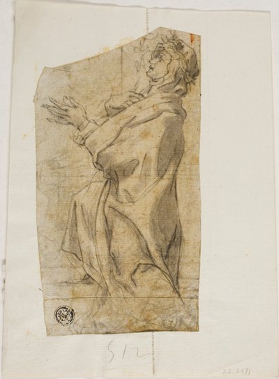 Kneeling Female Saint in Profile by Lazzaro Tavarone