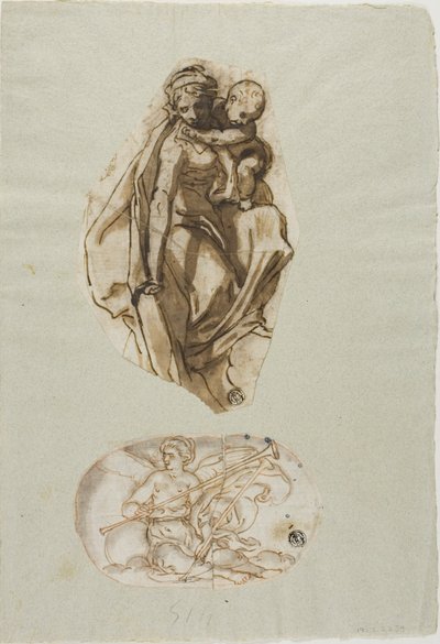 Woman with Child, and Pheme by Lazzaro Tavarone