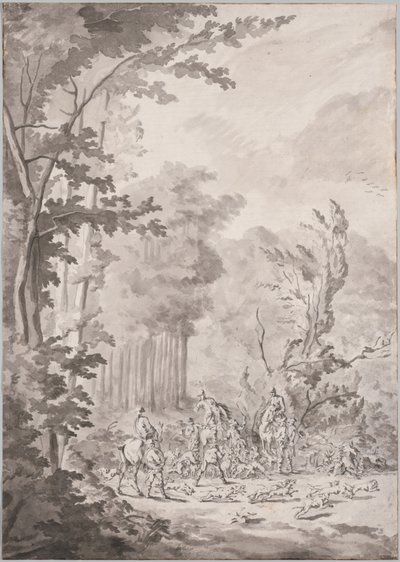 A Hunting Party at Marly by Le Vieux Jean Baptiste Martin