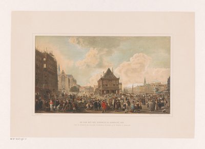 Dam in Amsterdam with the Palace Under Construction by Leendert Izaac Frederikus Grondijs