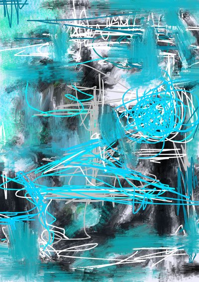 Abstract Teal Scribbles by Lembayung senja studio [Vintage Poster]