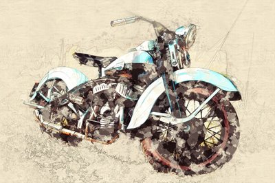 Classic Motorcycle Painting by Lembayung senja studio [Vintage Poster]