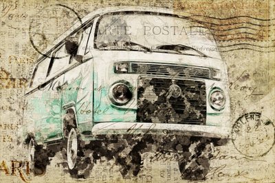 Nostalgic Travel Van by Lembayung senja studio [Vintage Poster]