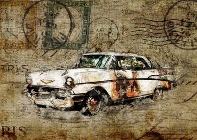 Rustic Classic Car by Lembayung senja studio [Vintage Poster]