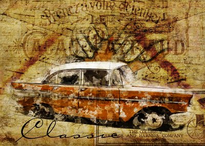Rustic Classic Car by Lembayung senja studio [Vintage Poster]