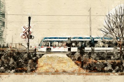 Urban Train Sketch by Lembayung senja studio [Vintage Poster]