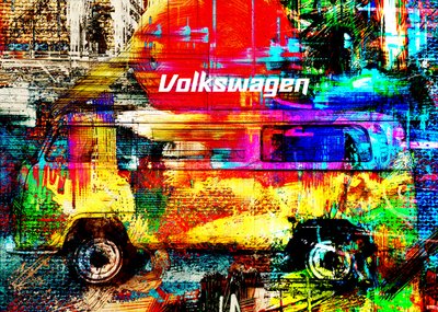 Vibrant Urban Bus by Lembayung senja studio [Vintage Poster]