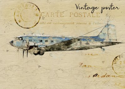 Vintage Airplane Postcard by Lembayung senja studio [Vintage Poster]