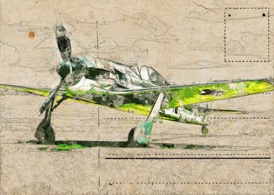 Vintage Fighter Plane Sketch by Lembayung senja studio [Vintage Poster]
