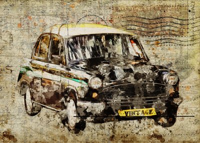 Vintage Indian Taxi by Lembayung senja studio [Vintage Poster]