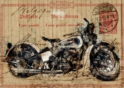 Vintage Motorcycle Postcard by Lembayung senja studio [Vintage Poster]