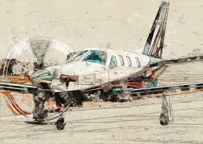 Vintage Prop Plane Sketch by Lembayung senja studio [Vintage Poster]