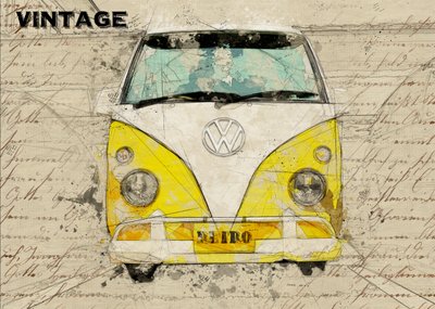 Yellow Van Sketch by Lembayung senja studio [Vintage Poster]