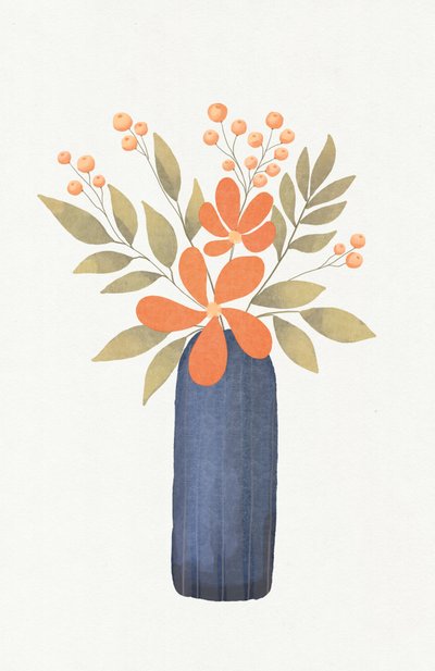 Orange Floral Bouquet by Lena Refur
