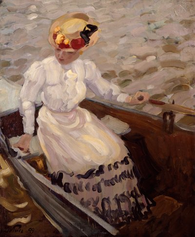 An Elegant Lady in a Rowing Boat by Leo Putz