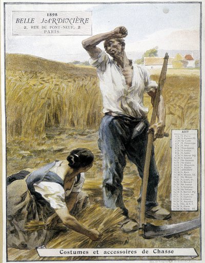 Harvest - store calendar The beautiful gardener, August 1898 by Leon Augustin Lhermitte
