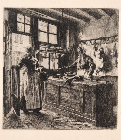 Interior of a Butcher Shop by Leon Augustin Lhermitte
