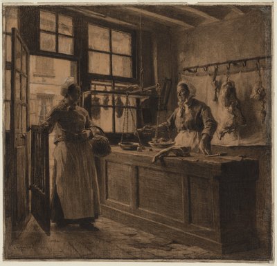 Interior of a Butcher Shop, c.1881 by Leon Augustin Lhermitte
