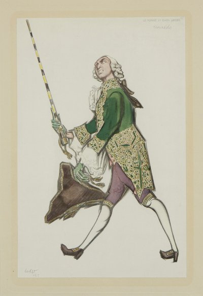 Costume Design for Rinaldo in the Ballet The Good-Humoured Ladies by Scarlatti by Leon Bakst