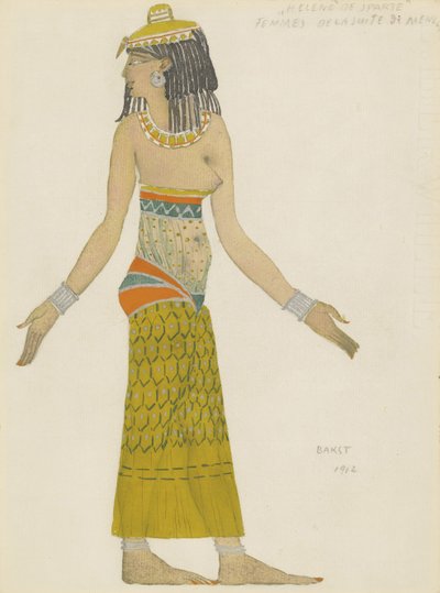 Costume Design for the Ballet Hélène de Sparte by E. Verhaeren and D. de Séverac by Leon Bakst