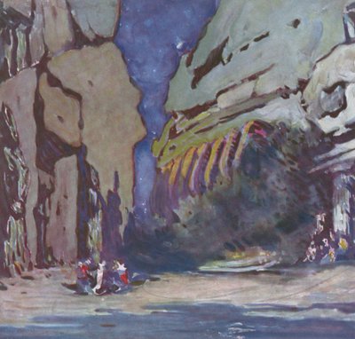 Scenery design for a Hindu Ballet, probably Le Dieu Bleu by Leon Bakst