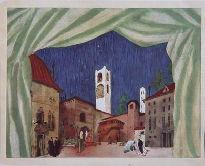 Stage design for the ballet Le donne di buon umore by C. Goldoni by Leon Bakst
