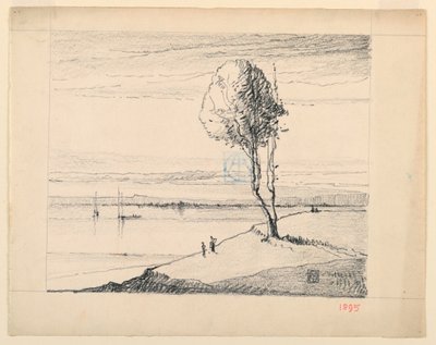Hillside and Tree with Sailboats in Distance by Leon Dabo