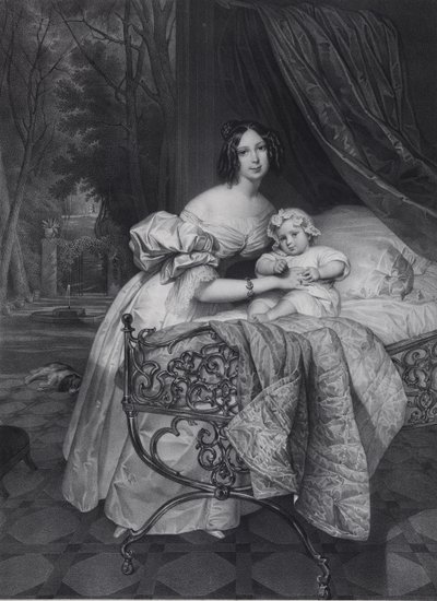 Portrait of Maria Irineevna Buteneva, née Chreptowicz with Daughter Maria by Leon Noel