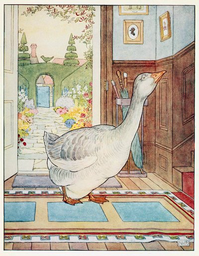 Goosey, Goosey Gander, Where Shall I Wander, from A Nursery Rhyme Picture Book by Leonard Leslie Brooke