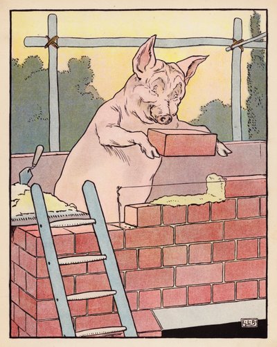 Illustration for The Three Little Pigs by Leonard Leslie Brooke
