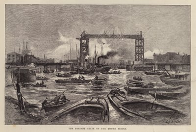 Tower Bridge under construction, London by Leonard Patten