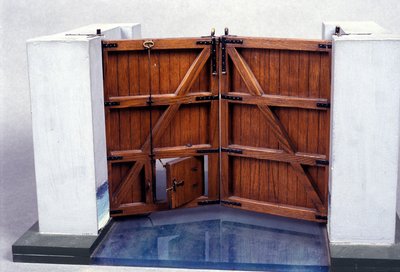 A river lock. Model from the drawing of Leonardo da Vinci. Museum of Science and Technology, Milan. by Leonardo da (after) Vinci