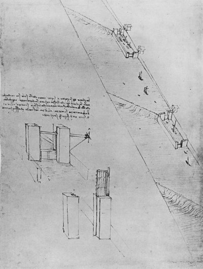 A Canal with Locks and Weirs by Leonardo da Vinci