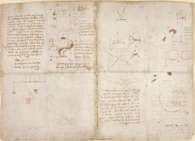 Notes and diagrams on mechanics; notes and schematic sketches on river courses and waterflow, from 