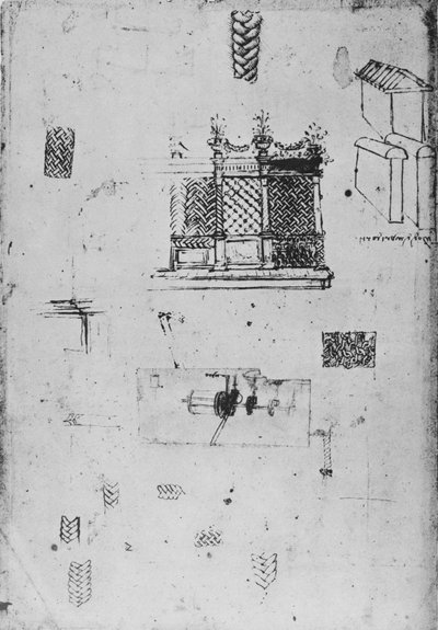 Drawing of a Decorative Screen and Other Sketches by Leonardo da Vinci