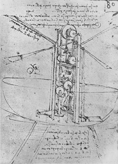Drawing of a Flying Machine with a Man Operating It by Leonardo da Vinci
