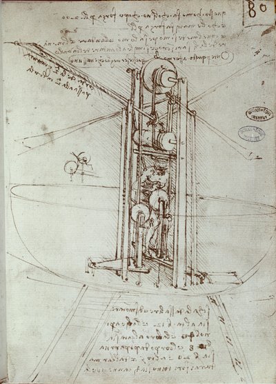 Drawing of Flying Propulsion Machine by Leonardo da Vinci