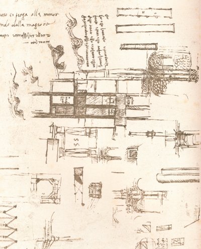 Drawing of Projects for Castles and Villas, c1472-c1519 by Leonardo da Vinci